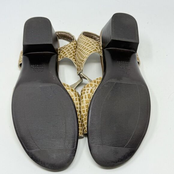 SAS Suntimer Slingback Sandals Womens 9 S Slim Tan Gold Croc Print Hook Loop - Picture 13 of 16
